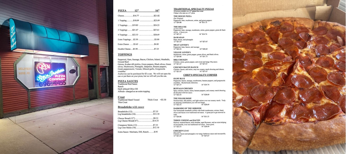 Stein Brothers Pizza Menu